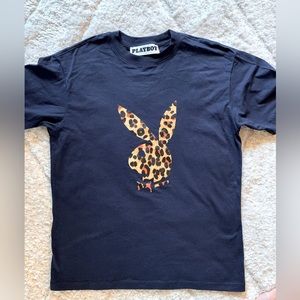 Playboy by PacSun cheetah print navy blue t-shirt